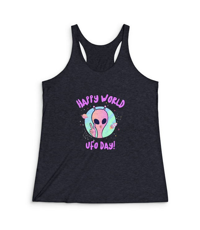 Happy UFO Day Women's Tri-Blend Racerback Tank