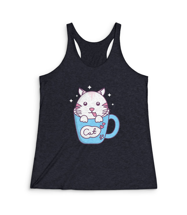 Cat In A Cup Women's Tri-Blend Racerback Tank
