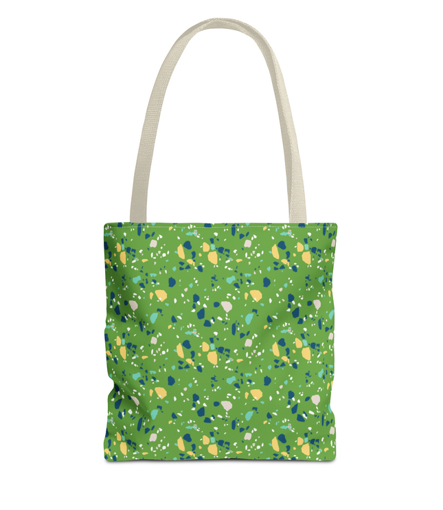Green Terrazzo Pattern All Over Print Tote Bag