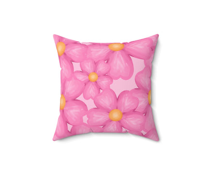 Pink Floral Print Throw Pillow