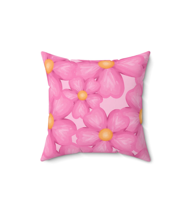 Pink Floral Print Throw Pillow