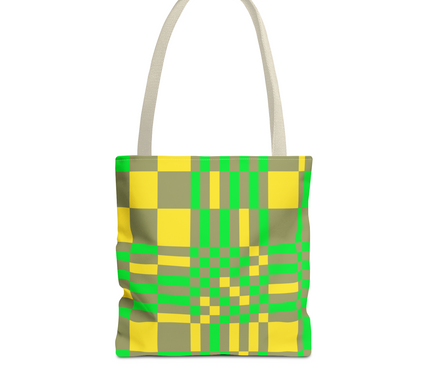 Retro Grid Pattern All Over Print Tote Bag