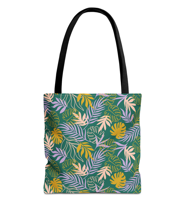 Green Tropical Leaf All Over Print Tote bag
